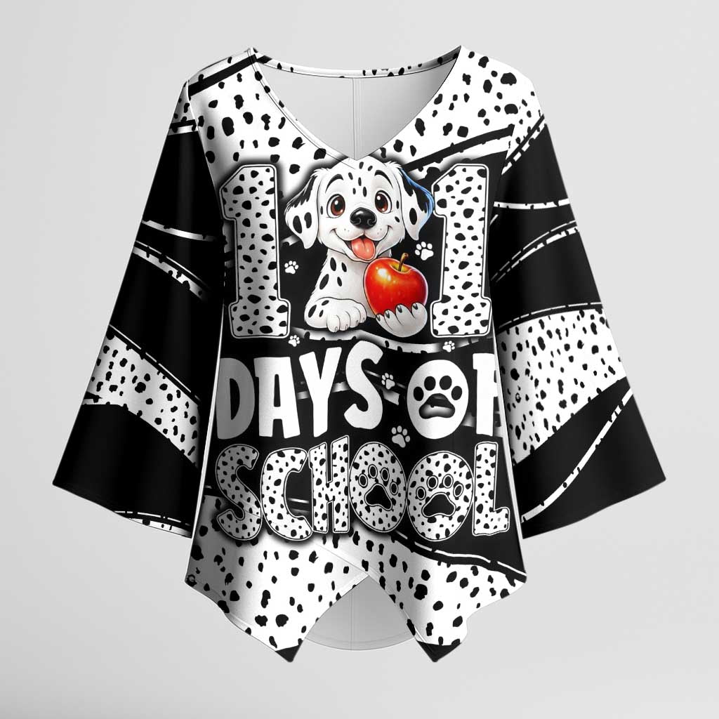 101 Days of School Dalmatian Kimono Sleeve Blouse 100th Days Teacher Girl Boy - Spotted Mono Spiral