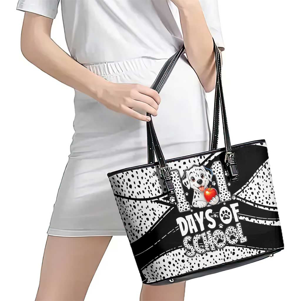 101 Days of School Dalmatian Leather Tote Bag 100th Days Teacher Girl Boy - Spotted Mono Spiral
