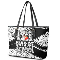 101 Days of School Dalmatian Leather Tote Bag 100th Days Teacher Girl Boy - Spotted Mono Spiral