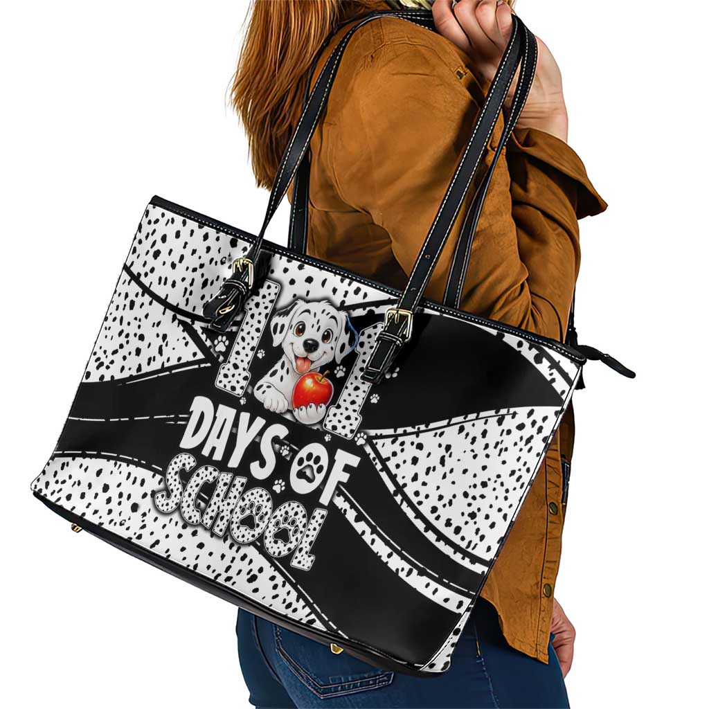 101 Days of School Dalmatian Leather Tote Bag 100th Days Teacher Girl Boy - Spotted Mono Spiral