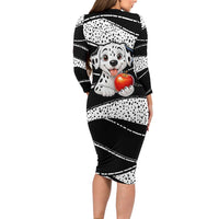 101 Days of School Dalmatian Long Sleeve Bodycon Dress 100th Days Teacher Girl Boy - Spotted Mono Spiral