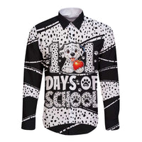 101 Days of School Dalmatian Long Sleeve Button Shirt 100th Days Teacher Girl Boy - Spotted Mono Spiral