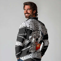 101 Days of School Dalmatian Long Sleeve Polo Shirt 100th Days Teacher Girl Boy - Spotted Mono Spiral