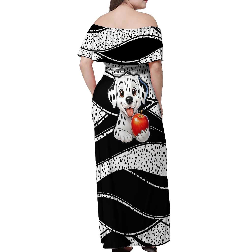 101 Days of School Dalmatian Off Shoulder Maxi Dress 100th Days Teacher Girl Boy - Spotted Mono Spiral