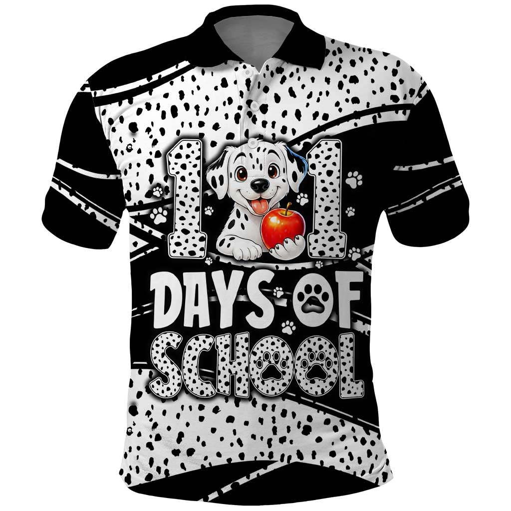 101 Days of School Dalmatian Polo Shirt 100th Days Teacher Girl Boy - Spotted Mono Spiral