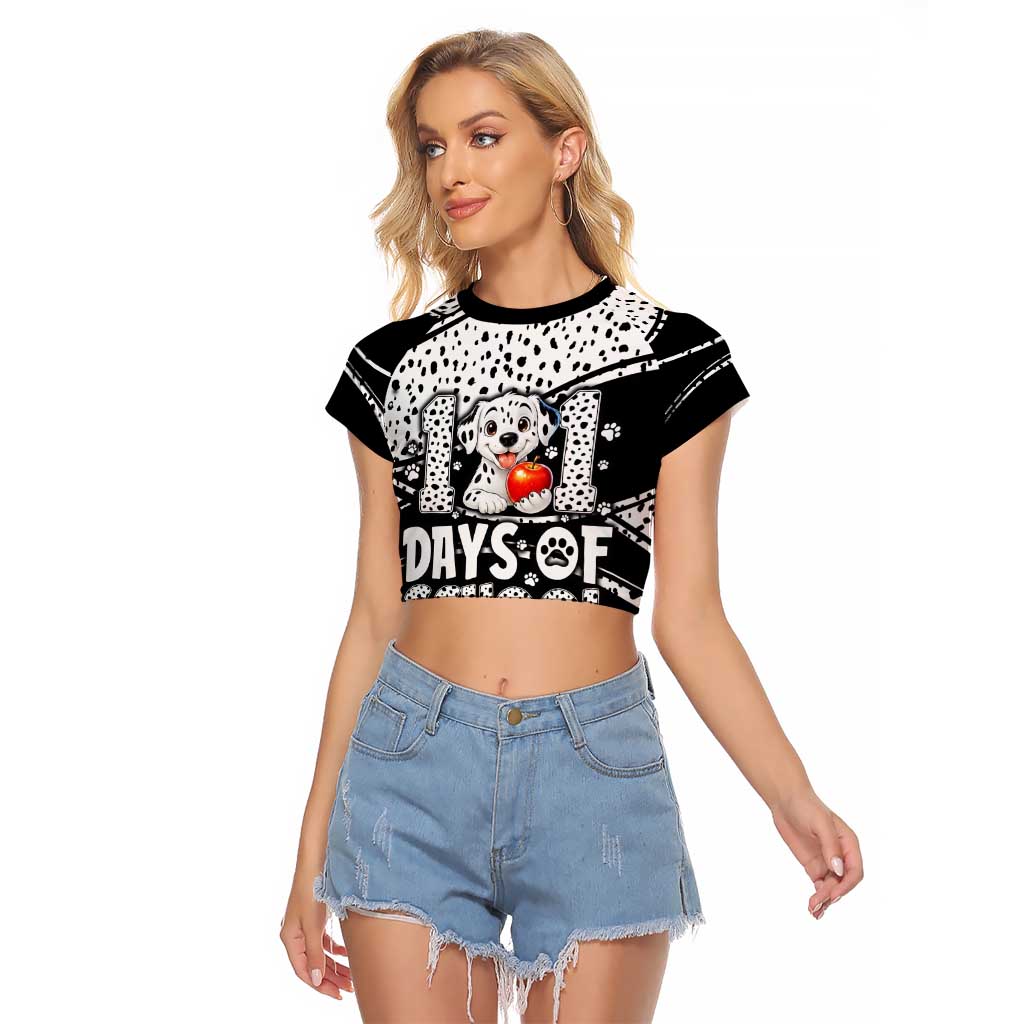 101 Days of School Dalmatian Raglan Cropped T Shirt 100th Days Teacher Girl Boy - Spotted Mono Spiral