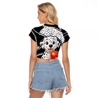 101 Days of School Dalmatian Raglan Cropped T Shirt 100th Days Teacher Girl Boy - Spotted Mono Spiral