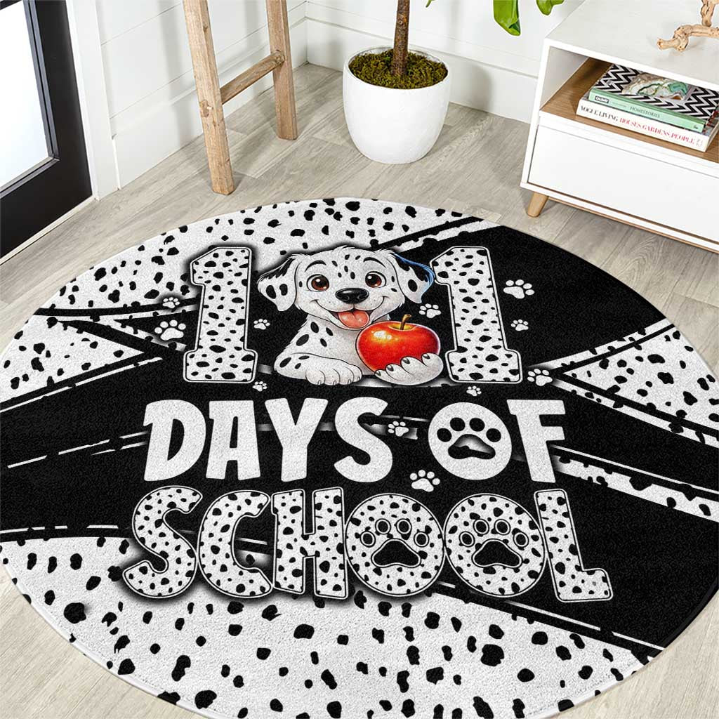 101 Days of School Dalmatian Round Carpet 100th Days Teacher Girl Boy - Spotted Mono Spiral