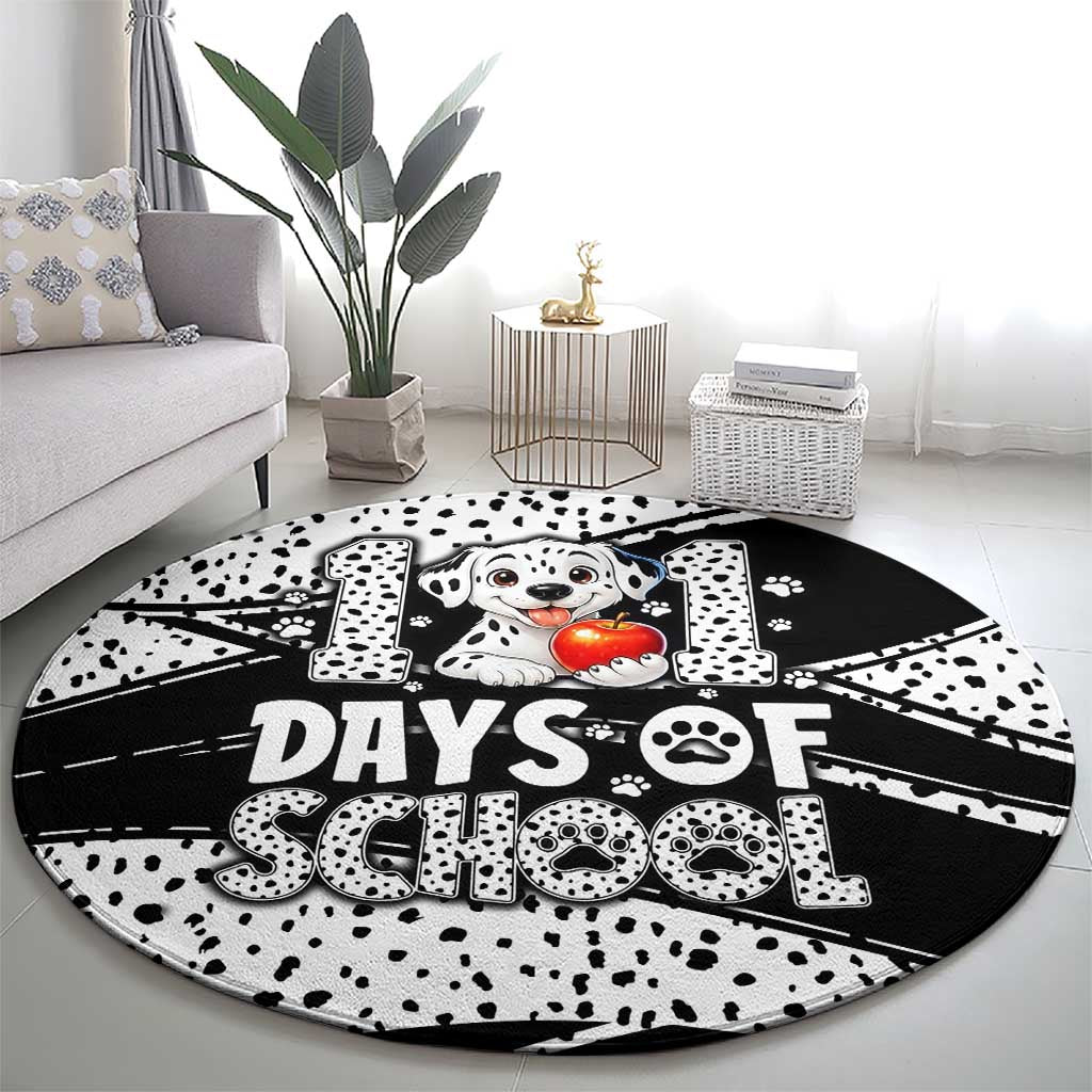 101 Days of School Dalmatian Round Carpet 100th Days Teacher Girl Boy - Spotted Mono Spiral
