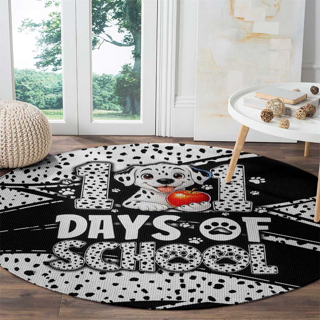 101 Days of School Dalmatian Round Carpet 100th Days Teacher Girl Boy - Spotted Mono Spiral