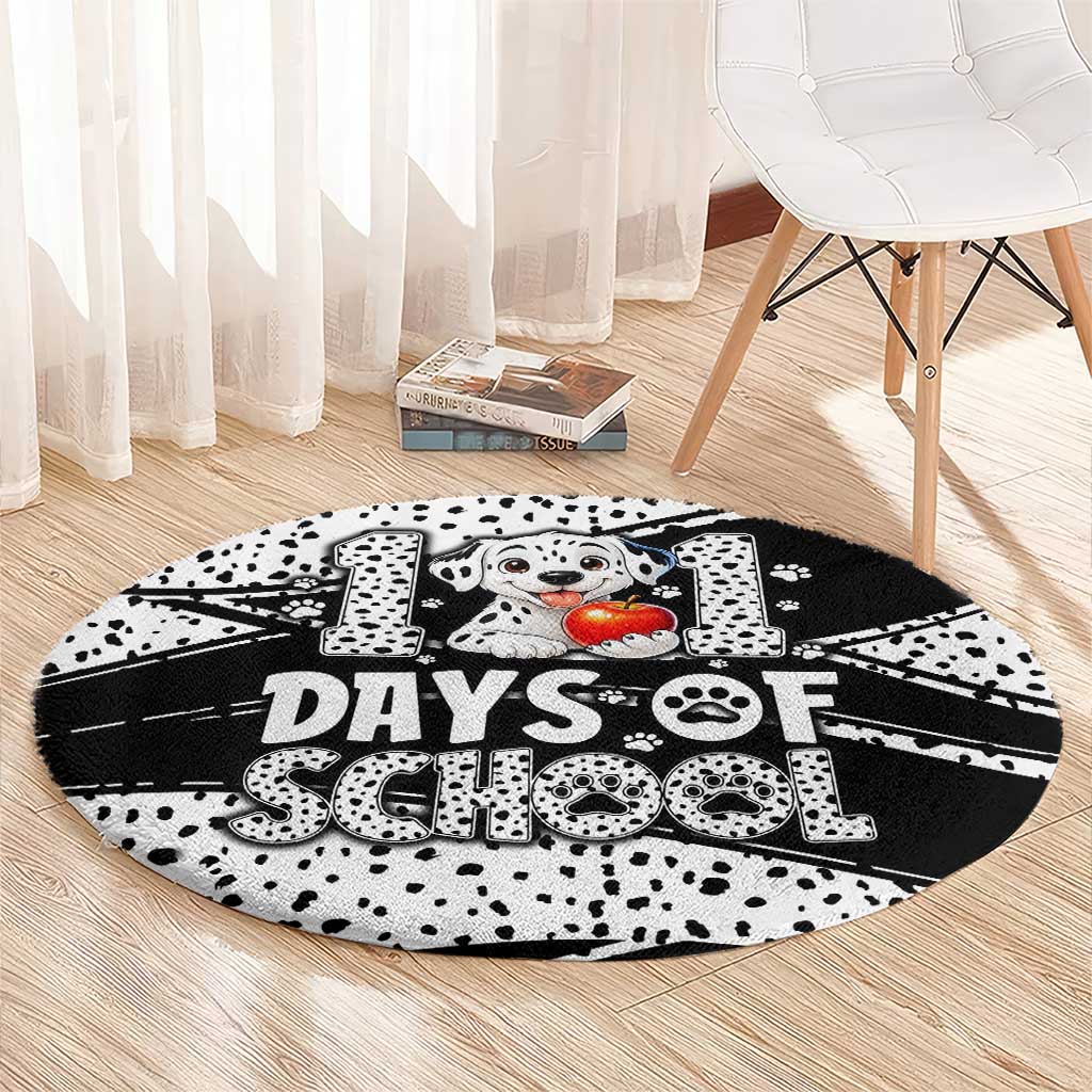101 Days of School Dalmatian Round Carpet 100th Days Teacher Girl Boy - Spotted Mono Spiral