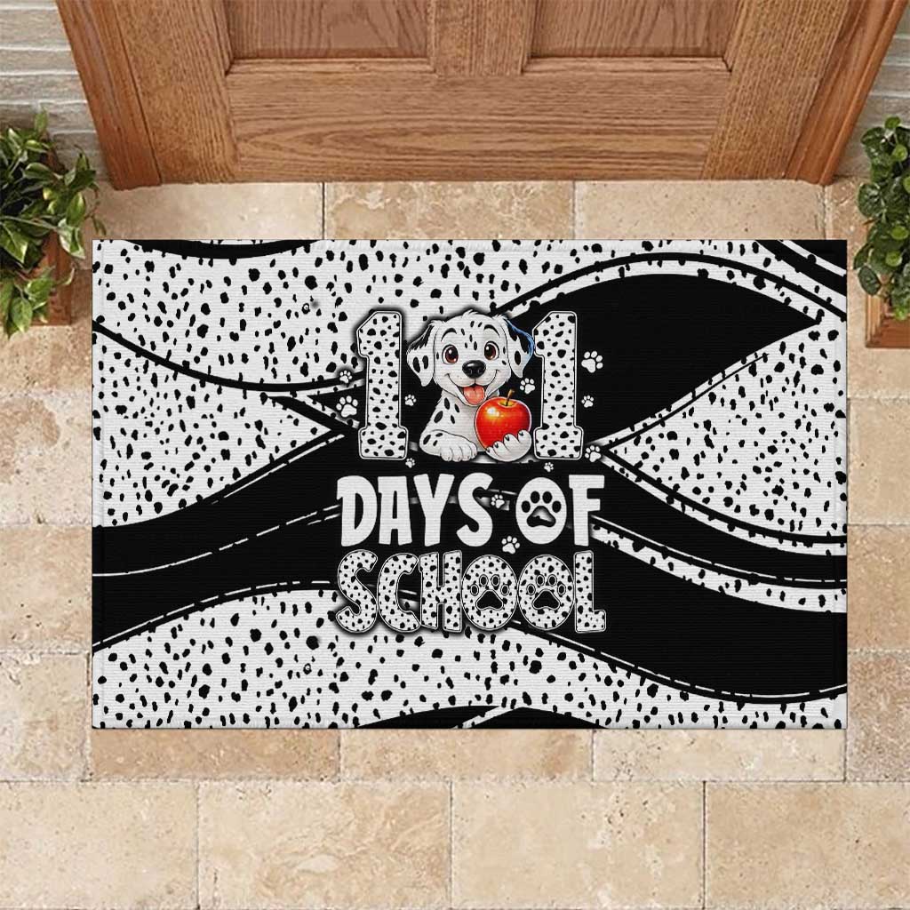 101 Days of School Dalmatian Rubber Doormat 100th Days Teacher Girl Boy - Spotted Mono Spiral