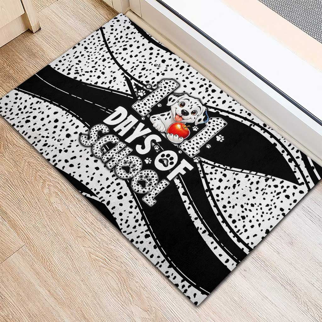 101 Days of School Dalmatian Rubber Doormat 100th Days Teacher Girl Boy - Spotted Mono Spiral