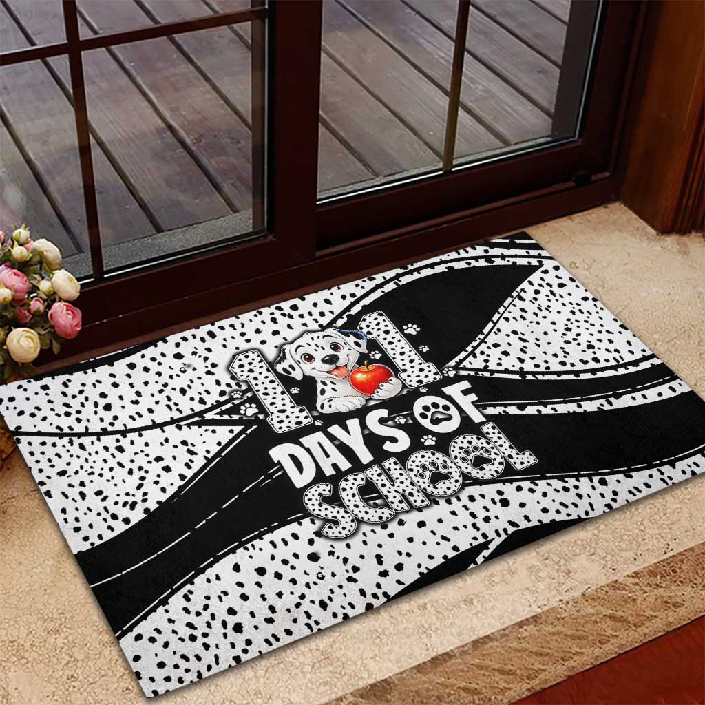101 Days of School Dalmatian Rubber Doormat 100th Days Teacher Girl Boy - Spotted Mono Spiral