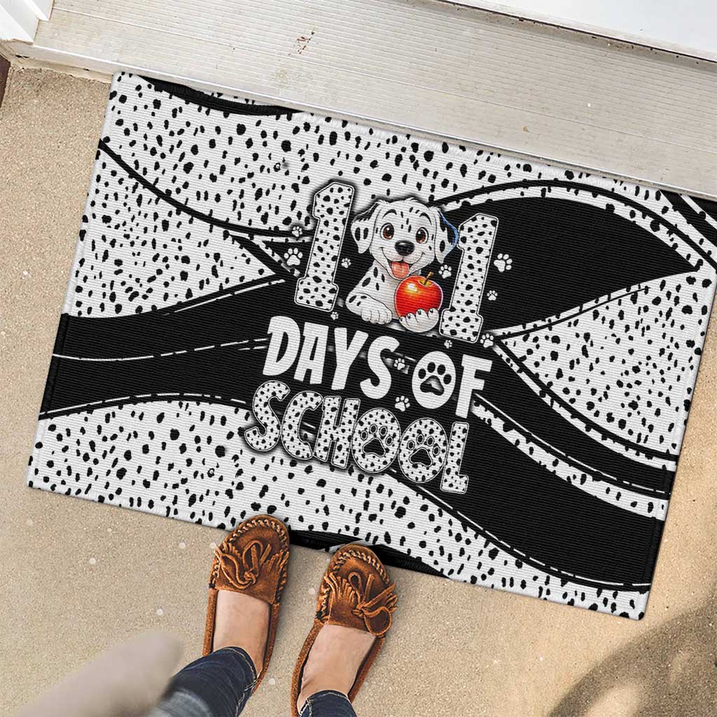 101 Days of School Dalmatian Rubber Doormat 100th Days Teacher Girl Boy - Spotted Mono Spiral
