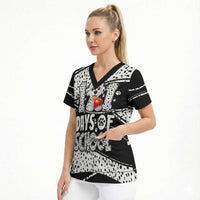 101 Days of School Dalmatian Scrub Top 100th Days Teacher Girl Boy - Spotted Mono Spiral