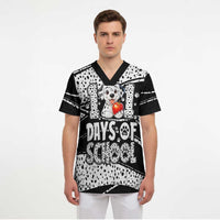 101 Days of School Dalmatian Scrub Top 100th Days Teacher Girl Boy - Spotted Mono Spiral