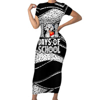 101 Days of School Dalmatian Short Sleeve Bodycon Dress 100th Days Teacher Girl Boy - Spotted Mono Spiral