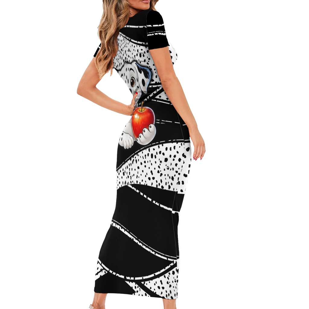 101 Days of School Dalmatian Short Sleeve Bodycon Dress 100th Days Teacher Girl Boy - Spotted Mono Spiral