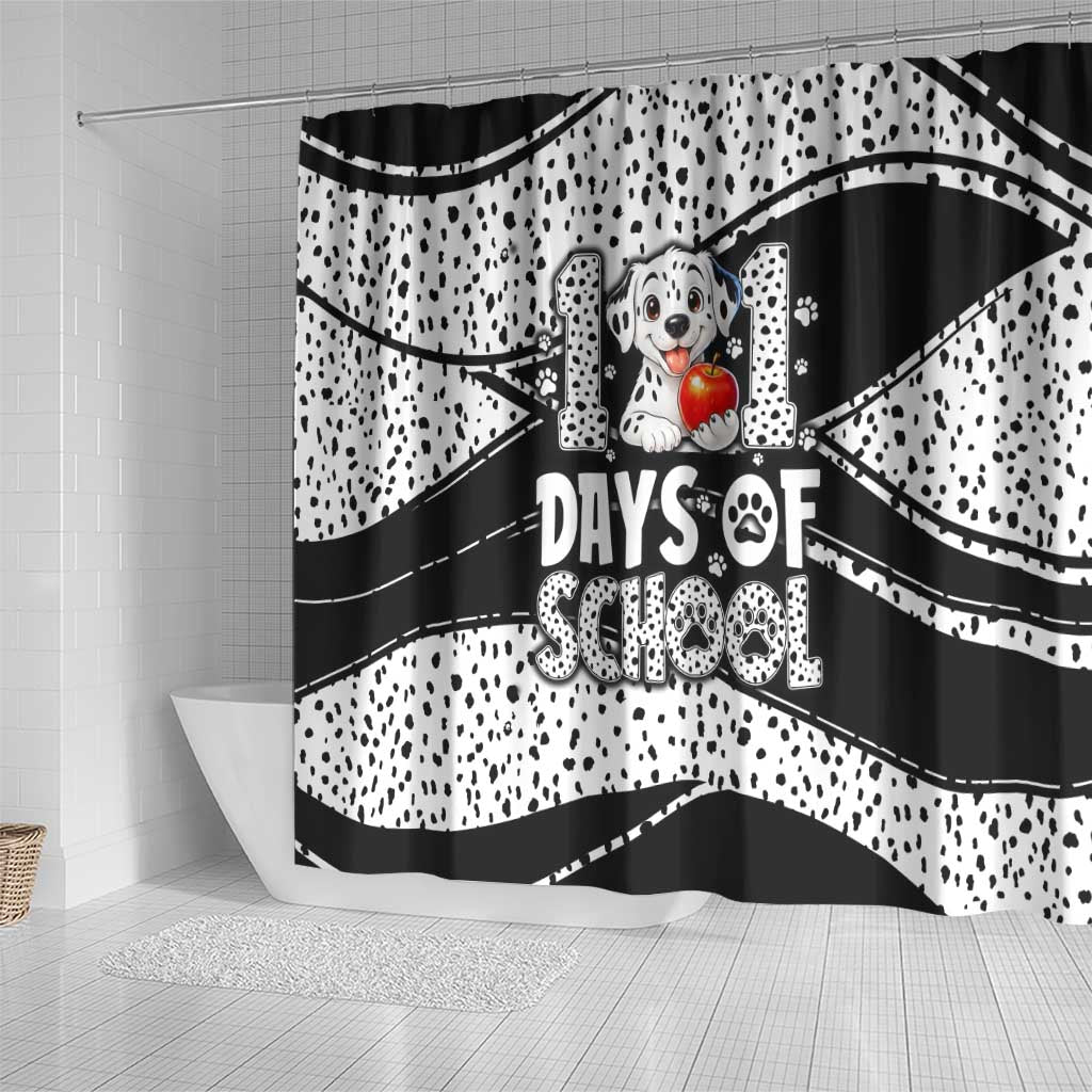 101 Days of School Dalmatian Shower Curtain 100th Days Teacher Girl Boy - Spotted Mono Spiral