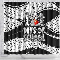 101 Days of School Dalmatian Shower Curtain 100th Days Teacher Girl Boy - Spotted Mono Spiral