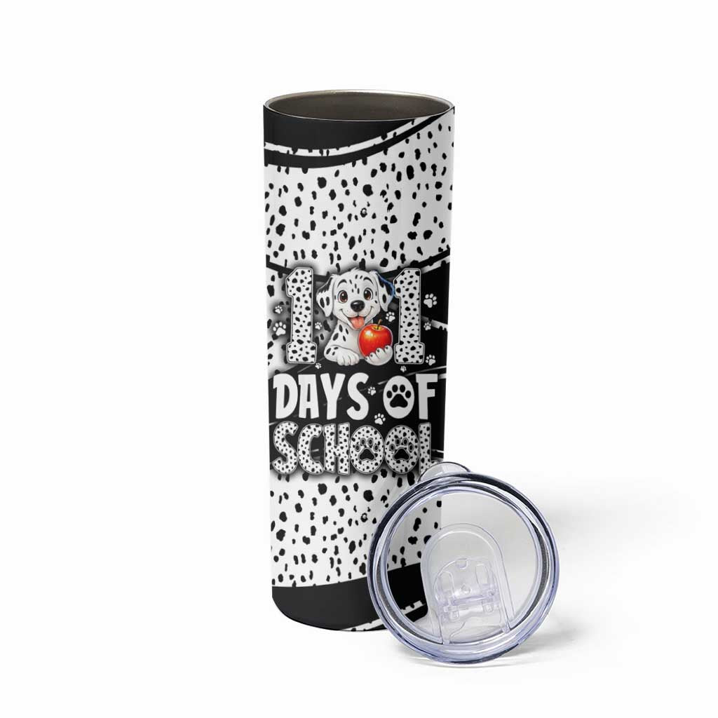 101 Days of School Dalmatian Skinny Tumbler 100th Days Teacher Girl Boy - Spotted Mono Spiral