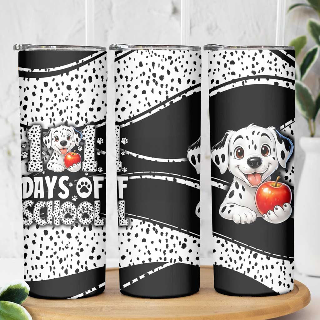 101 Days of School Dalmatian Skinny Tumbler 100th Days Teacher Girl Boy - Spotted Mono Spiral