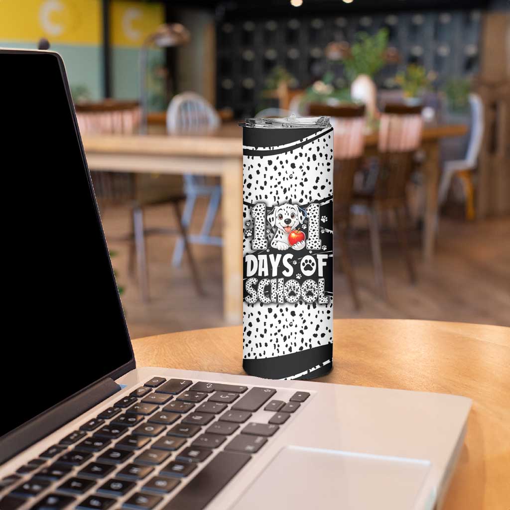 101 Days of School Dalmatian Skinny Tumbler 100th Days Teacher Girl Boy - Spotted Mono Spiral