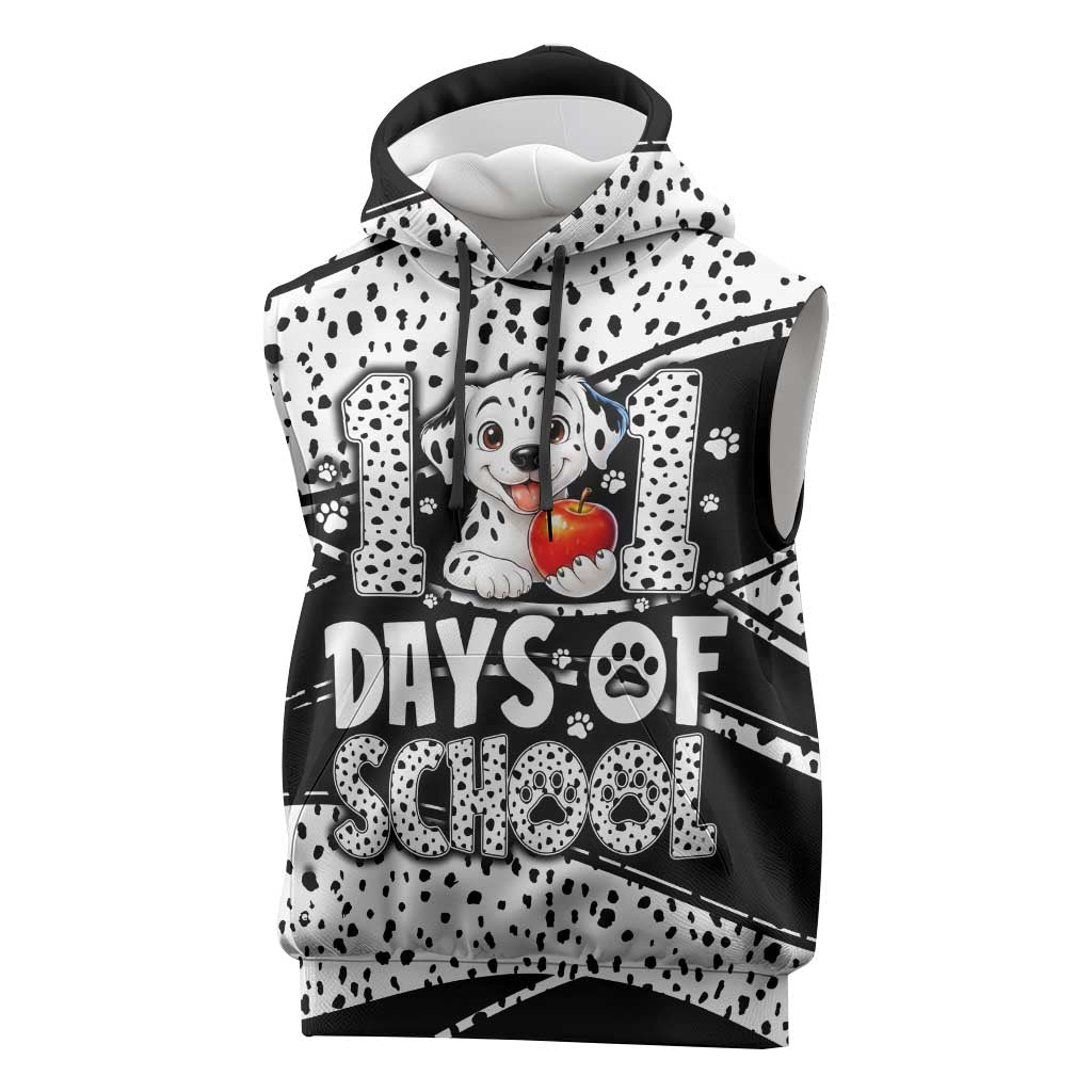 101 Days of School Dalmatian Sleeveless Hoodie 100th Days Teacher Girl Boy - Spotted Mono Spiral