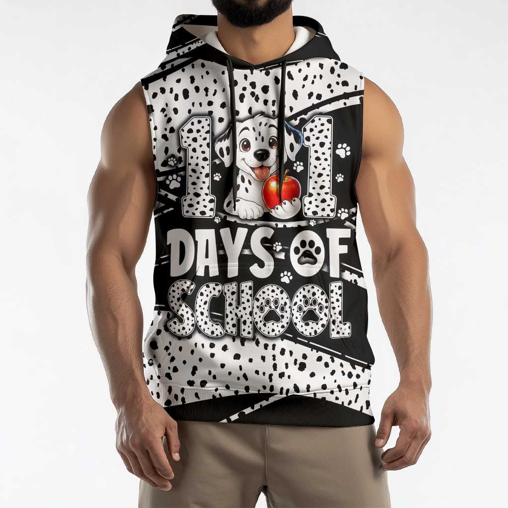 101 Days of School Dalmatian Sleeveless Hoodie 100th Days Teacher Girl Boy - Spotted Mono Spiral