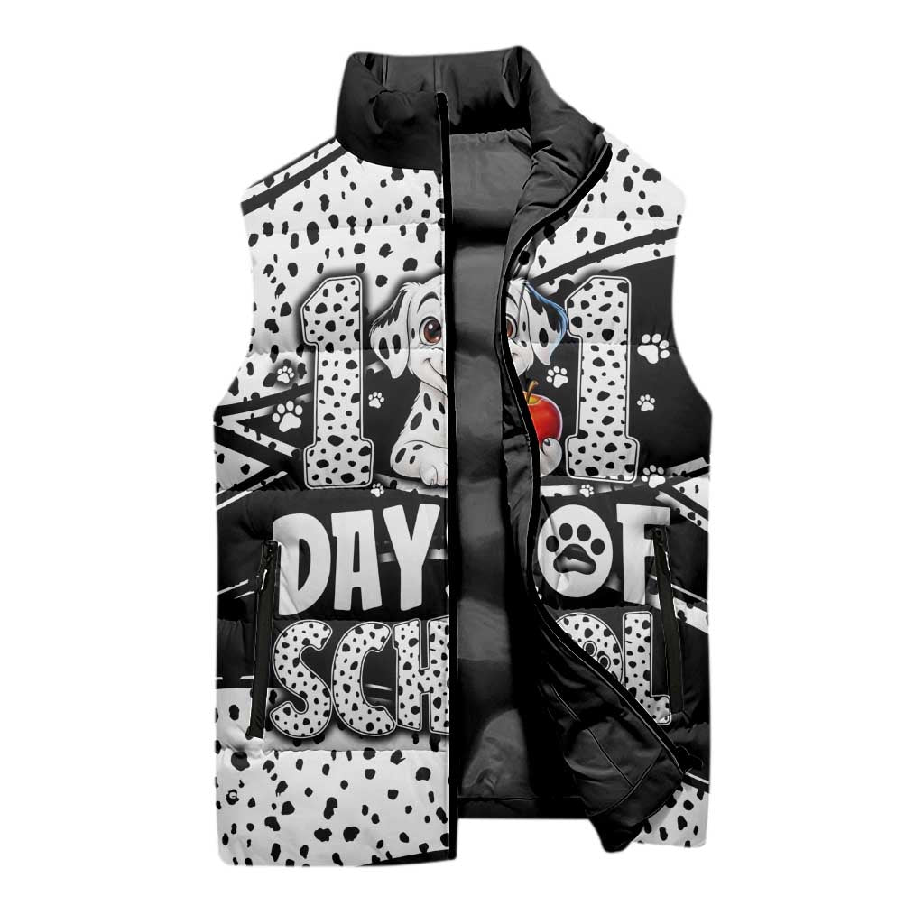 101 Days of School Dalmatian Sleeveless Puffer Jacket 100th Days Teacher Girl Boy - Spotted Mono Spiral