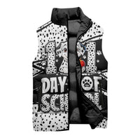 101 Days of School Dalmatian Sleeveless Puffer Jacket 100th Days Teacher Girl Boy - Spotted Mono Spiral