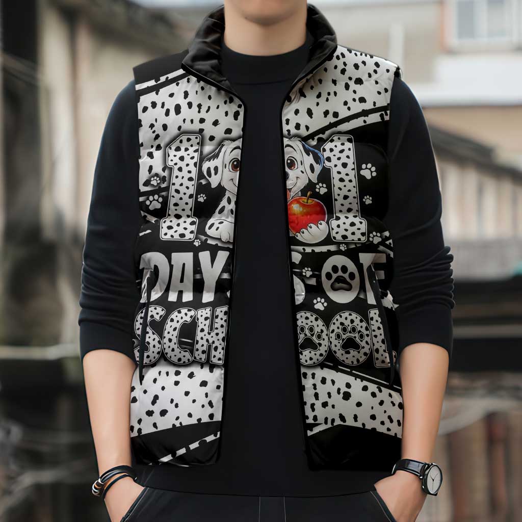 101 Days of School Dalmatian Sleeveless Puffer Jacket 100th Days Teacher Girl Boy - Spotted Mono Spiral