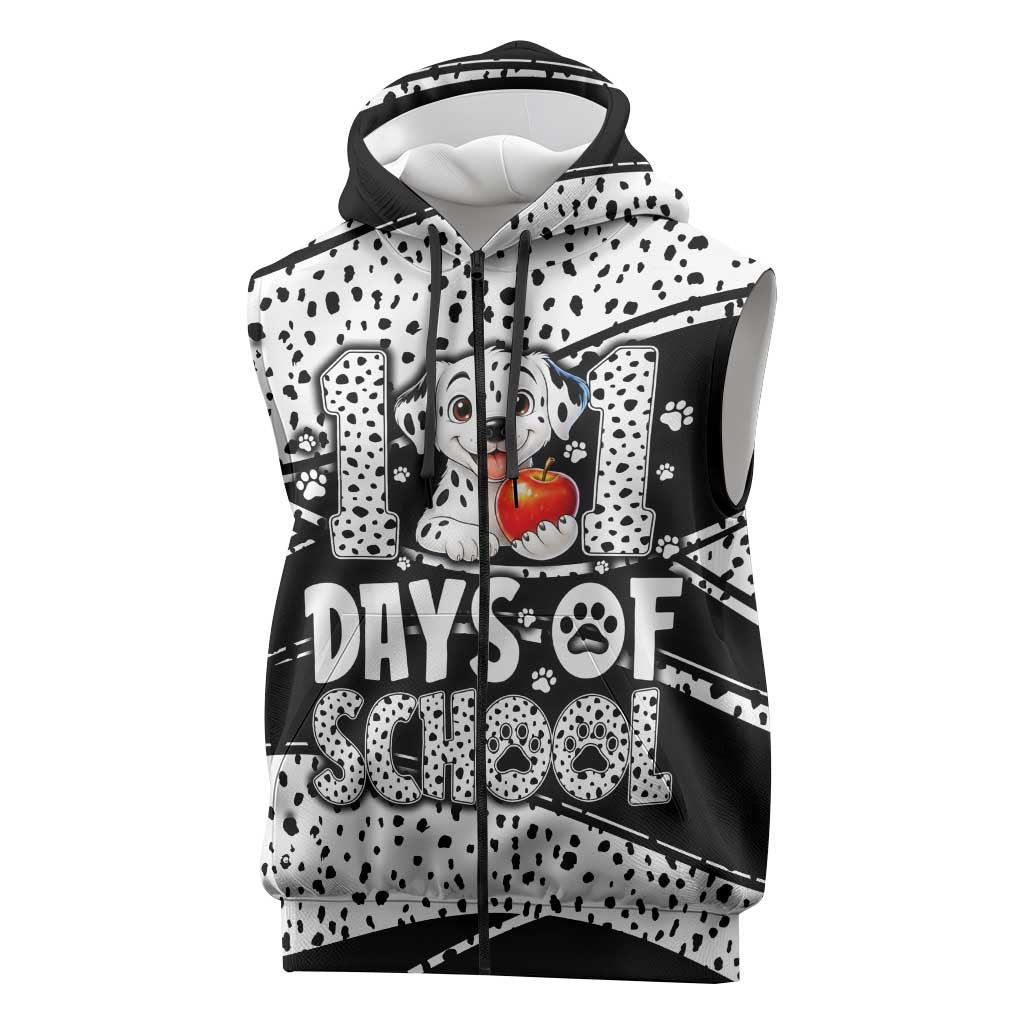 101 Days of School Dalmatian Sleeveless Zip Hoodie 100th Days Teacher Girl Boy - Spotted Mono Spiral