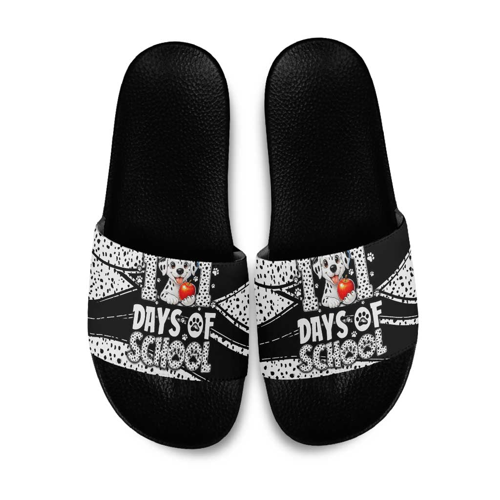 101 Days of School Dalmatian Slide Sandals 100th Days Teacher Girl Boy - Spotted Mono Spiral