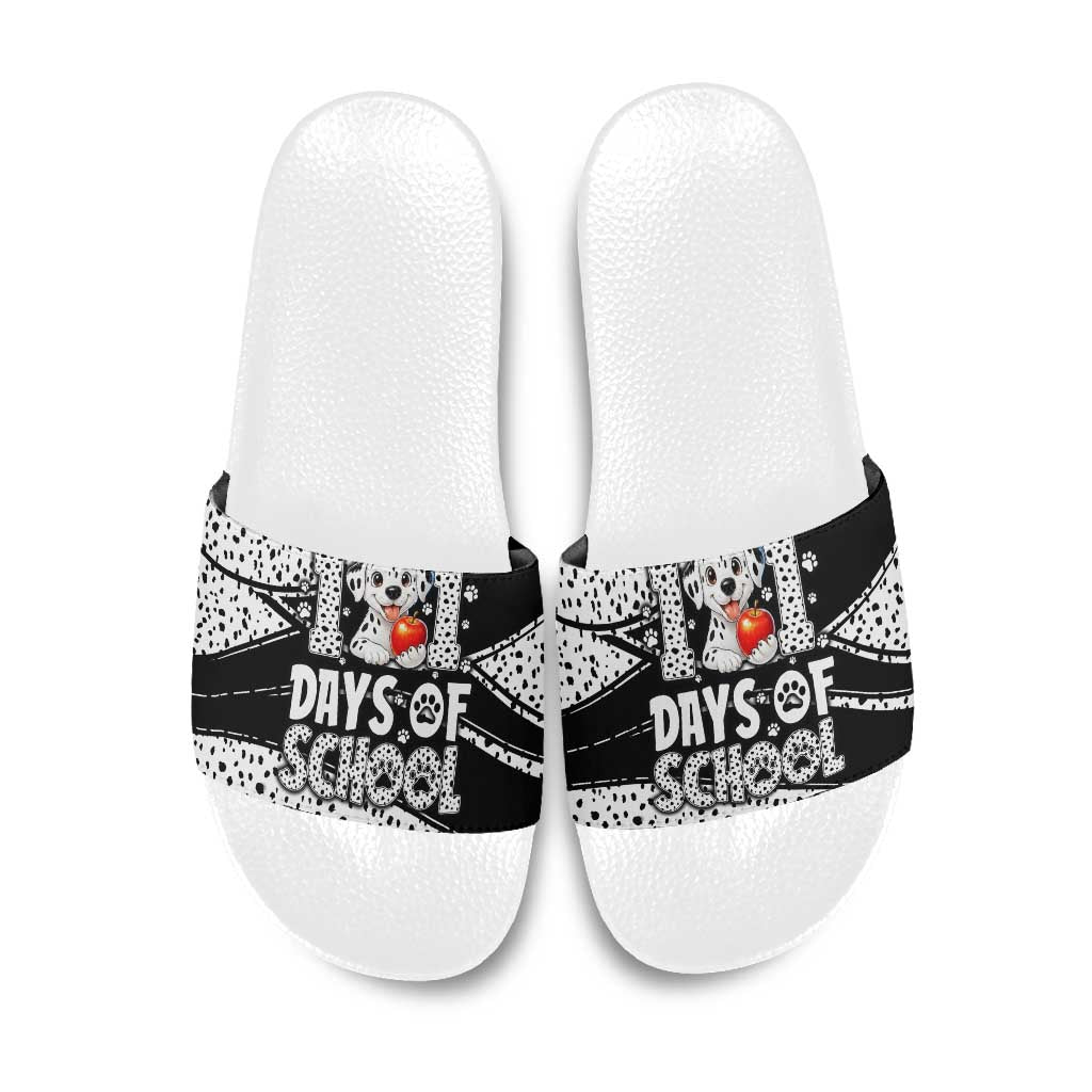 101 Days of School Dalmatian Slide Sandals 100th Days Teacher Girl Boy - Spotted Mono Spiral