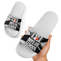 101 Days of School Dalmatian Slide Sandals 100th Days Teacher Girl Boy - Spotted Mono Spiral