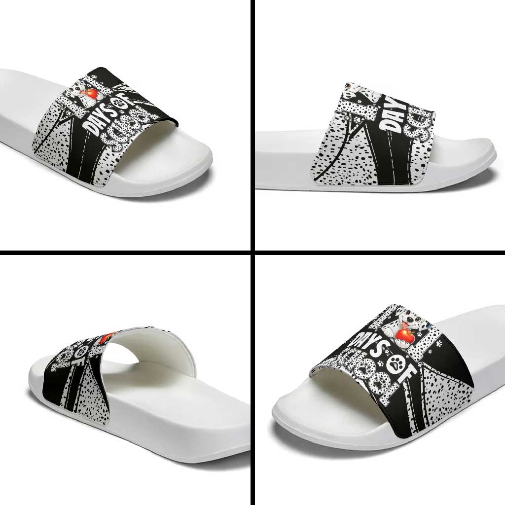 101 Days of School Dalmatian Slide Sandals 100th Days Teacher Girl Boy - Spotted Mono Spiral