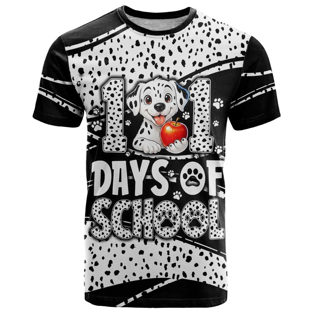 101 Days of School Dalmatian T Shirt 100th Days Teacher Girl Boy - Spotted Mono Spiral