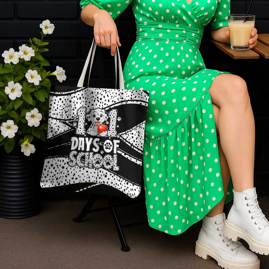 101 Days of School Dalmatian Tote Bag 100th Days Teacher Girl Boy - Spotted Mono Spiral