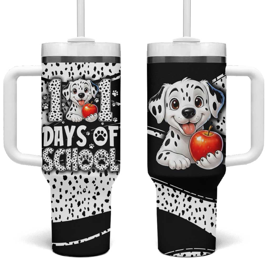 101 Days of School Dalmatian Tumbler With Handle 100th Days Teacher Girl Boy - Spotted Mono Spiral