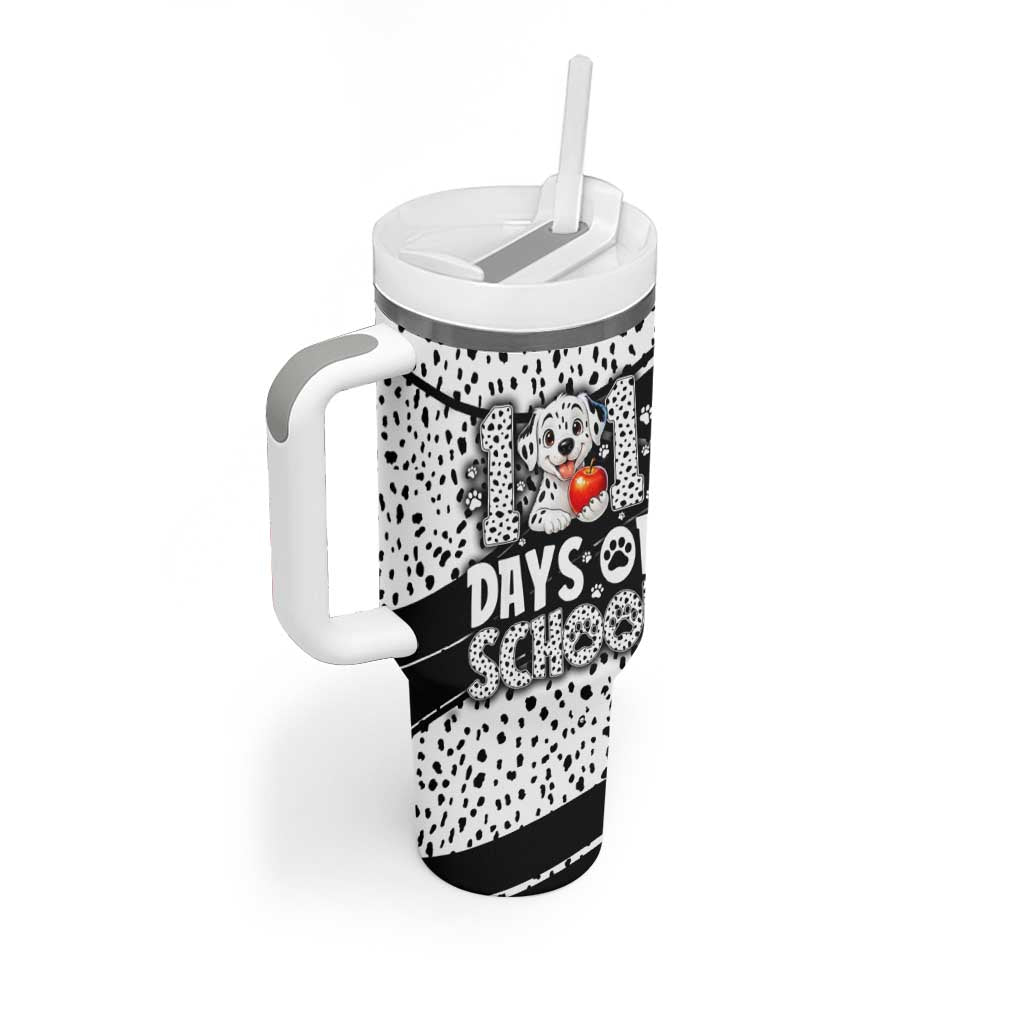 101 Days of School Dalmatian Tumbler With Handle 100th Days Teacher Girl Boy - Spotted Mono Spiral