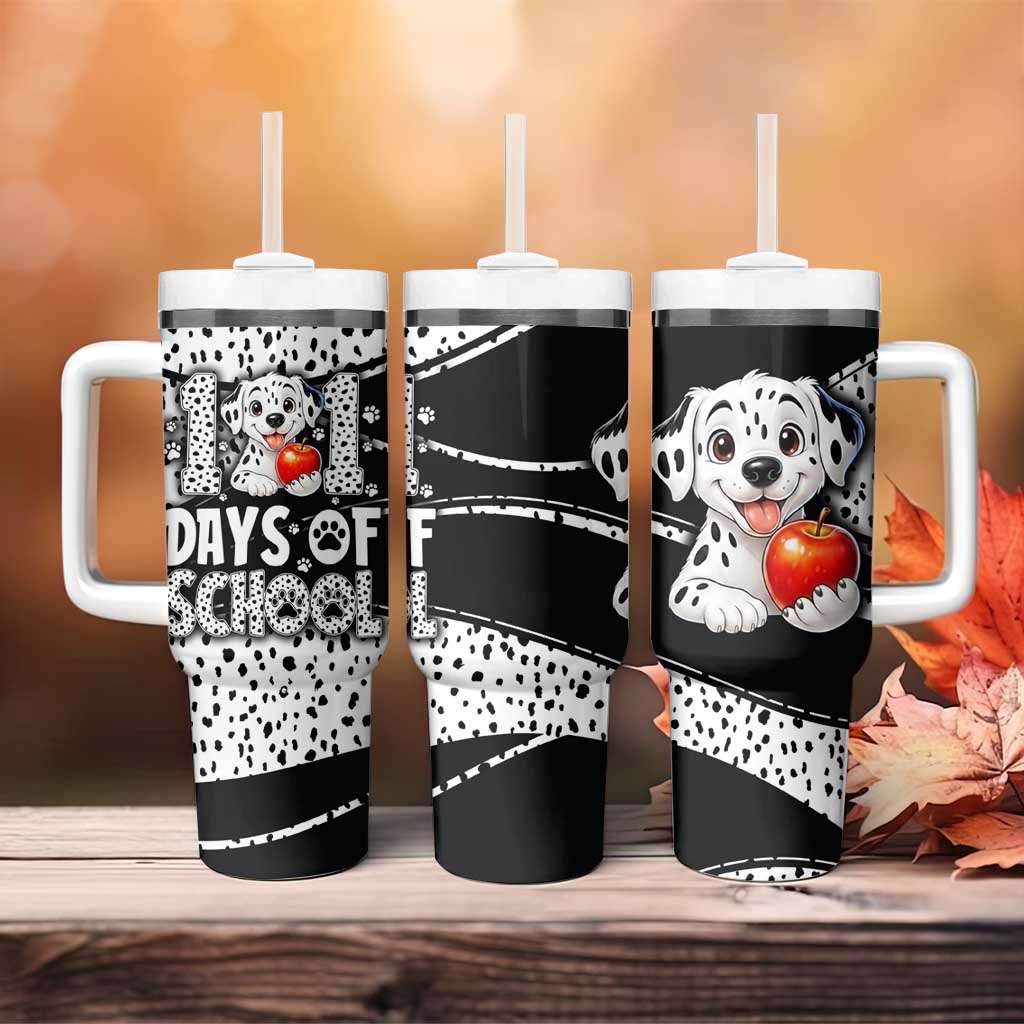 101 Days of School Dalmatian Tumbler With Handle 100th Days Teacher Girl Boy - Spotted Mono Spiral