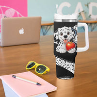 101 Days of School Dalmatian Tumbler With Handle 100th Days Teacher Girl Boy - Spotted Mono Spiral