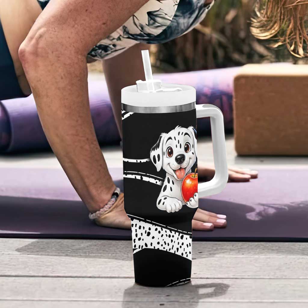 101 Days of School Dalmatian Tumbler With Handle 100th Days Teacher Girl Boy - Spotted Mono Spiral