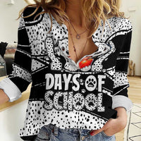 101 Days of School Dalmatian Women Casual Shirt 100th Days Teacher Girl Boy - Spotted Mono Spiral