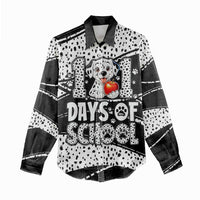101 Days of School Dalmatian Women Casual Shirt 100th Days Teacher Girl Boy - Spotted Mono Spiral