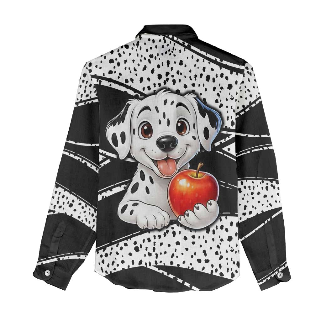 101 Days of School Dalmatian Women Casual Shirt 100th Days Teacher Girl Boy - Spotted Mono Spiral