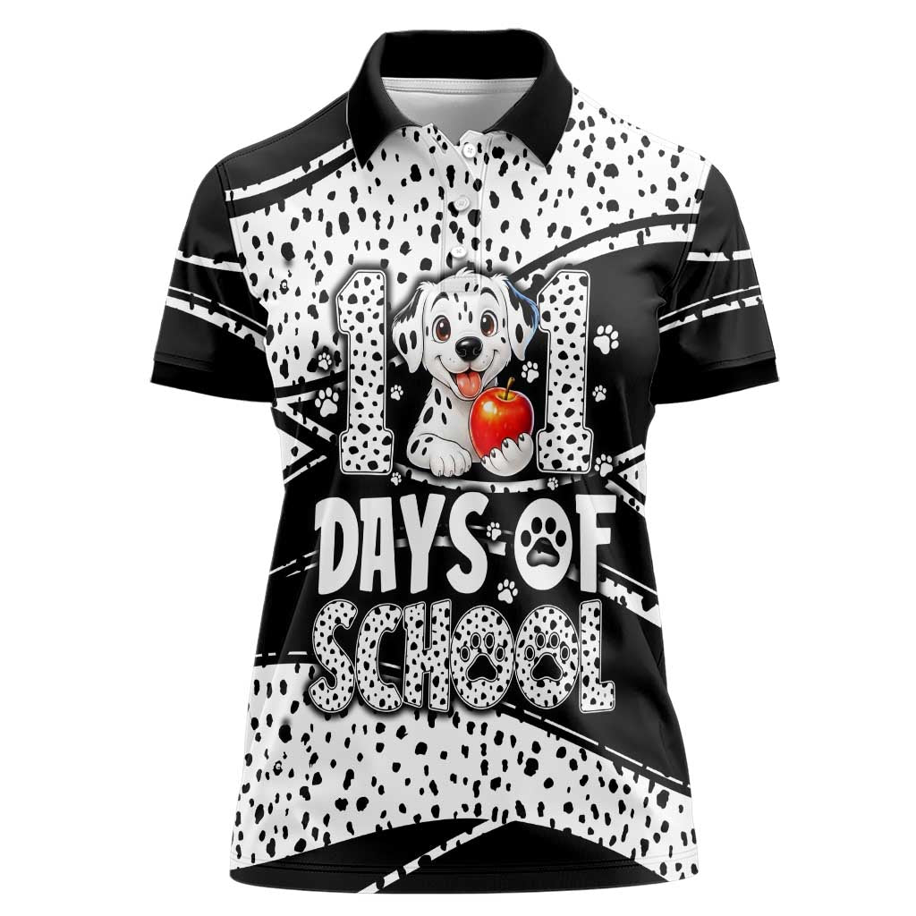 101 Days of School Dalmatian Women Polo Shirt 100th Days Teacher Girl Boy - Spotted Mono Spiral