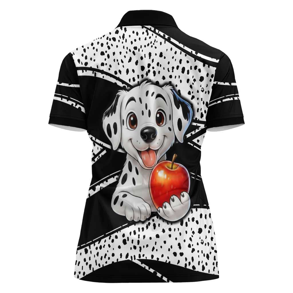 101 Days of School Dalmatian Women Polo Shirt 100th Days Teacher Girl Boy - Spotted Mono Spiral